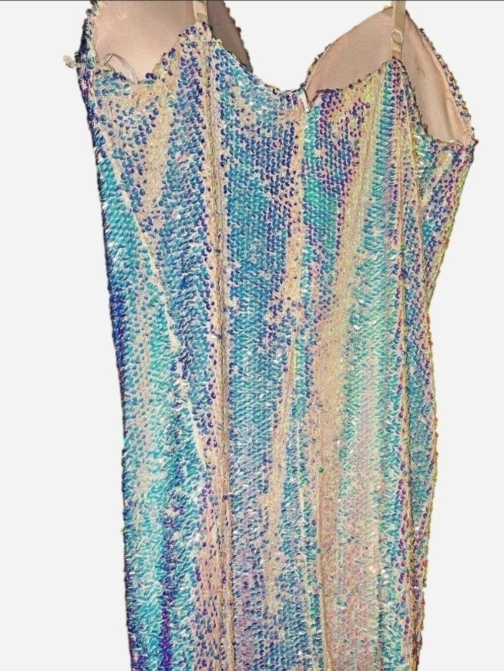 Fashion Nova Iridescent Pastel Sequin Mini Dress - Multi - Picture 3 of 3